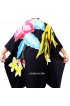 Beauty Flower with Handpainted Poncho Top Dress Black Pink Floral Made in Bali